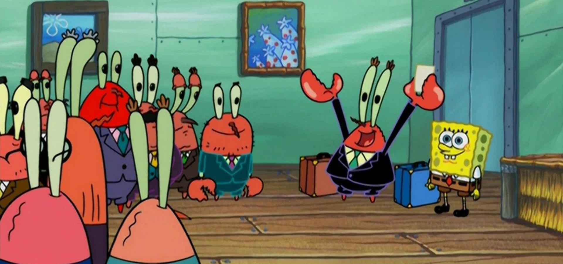 franchisees at an annual krusty krab franchise convention
