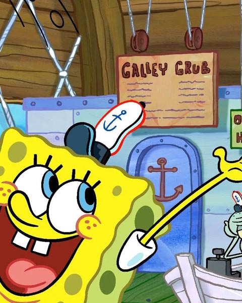 employees giving away free burgers at krusty krab restaurant