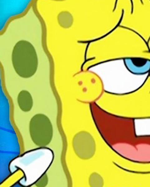 employee admiring krabby burger