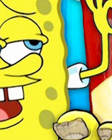 employee admiring krabby burger