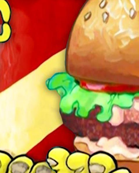 employee admiring krabby burger